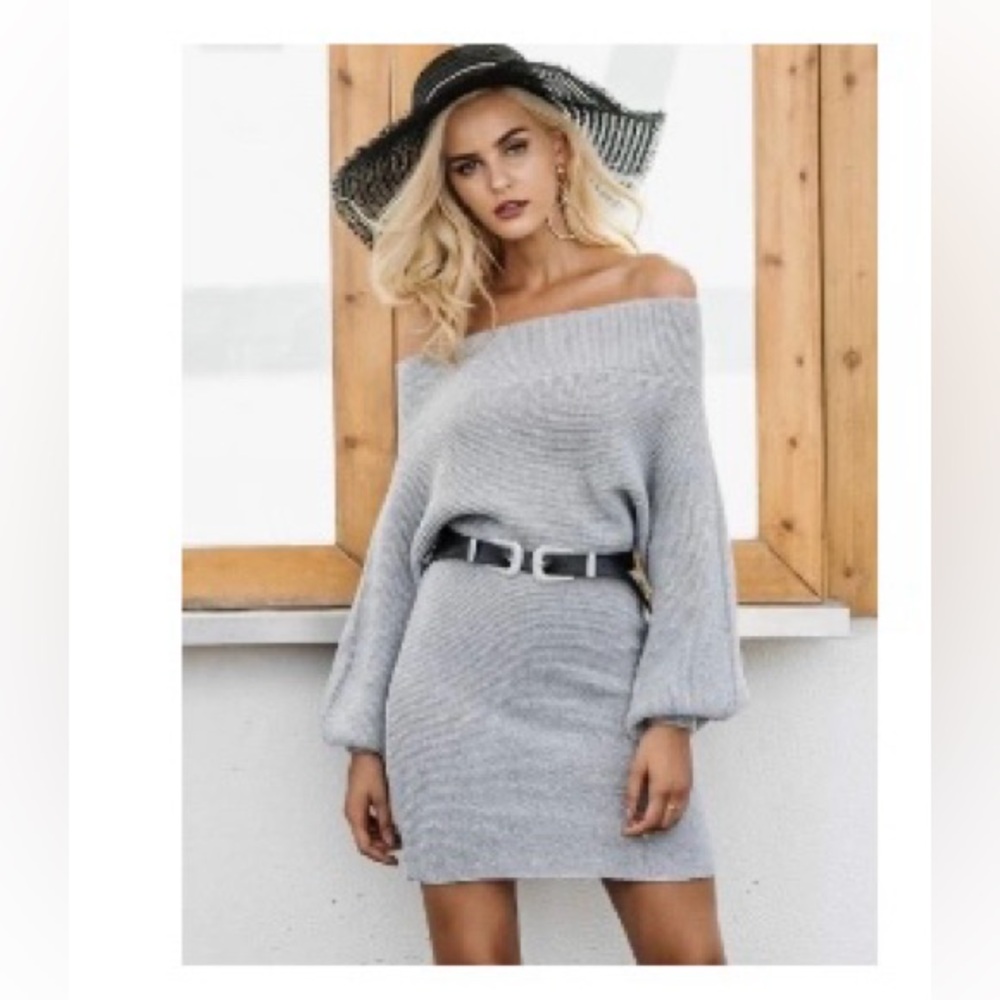 Off the shoulder sweater dress